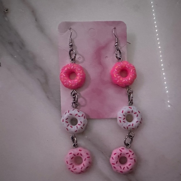 Jewelry - Beautiful Wednesdays we were pink, doughnut, dessert, dangled earrings handmade)
